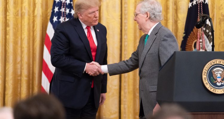 mitch mcconnell shaking hands with trump