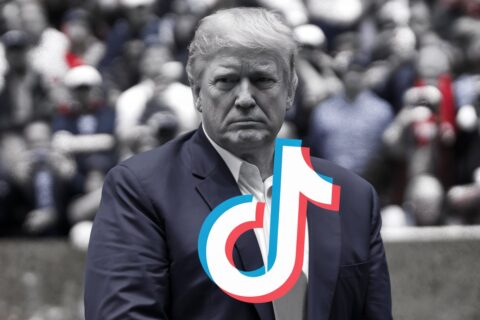 trump with the tiktok logo